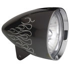 1-5806zcza Headwinds Black Metal Concours Rocket Headlight With Flames