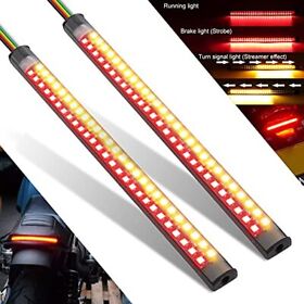 2pcs 7.5inch Motorcycle Led Tail Light Strips 54 Leds Red Brake Stop