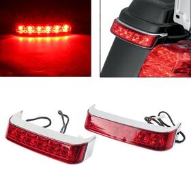 Abcfiveus 910000518538 For Harley 09-13 Led Saddlebag Run/brake/turn Lamp Light Chrome Housing/red Lens