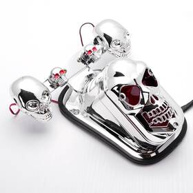 Astradepot 934610118148 Chrome Motorcycle Skull Led Brake Stop Tail Light Turn Signals Lamp For Harley