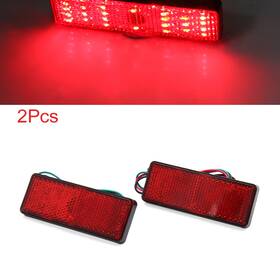 Automall Tech 605322888659 2pcs Red Led Rectangle Motorcycle Reflector Tail Brake Turn Signal Light Lamp