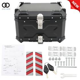 Apo246880 Autoooparts 55l Black Motorcycle Tour Tail Box With Security Lock Waterproof Top Case