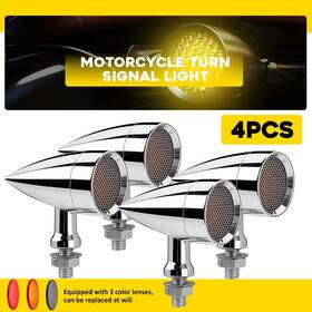 Auxito Mtc-zxd-2603-4y 4pcs M10 Chrome Led Turn Signal Amber Light Blinker Indicator - Lens Replaceable