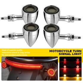 Mtc-zxd-2609c Auxito Motorcycle Amber&red Lamp Chrome Led Bullet Turn Signal Brake Light Blinker 4pcs