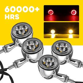 Auxito Mtc-zxd-2610c Universal Amber Red Brake Led Drl Turn Signal Running Light Blinker Chrome 4pcs