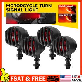 234-5054 Auxito Part 4x Motorcycle Grill Bullet Blinker Turn Signal Red Lights For Bobber Chopper M10
