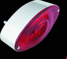 492906 Bikers Choice Chrome Cat Eye Tail Lamp Assembly Red Lens Universal Custom