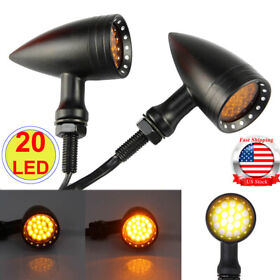 Mppun007001-a Bobber Cafe Motorcycle 20led Bullet Amber Brake Blinker Turn Signals Tail Lights