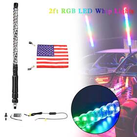 Tl-536-rgb Bruce&shark 2ft Rgb Led App Whip Lights Antenna With Flag Remote Control For Polaris Utv Atv U3