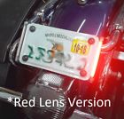 C-me25-rr Chrome Glow Signals Motorcycle Plate Mounted Led Turn Red Lens