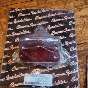 340307 Chrome Specialties 12v Lucas Style Motorcycle Tail Light Assembly - With License Plate Bracket