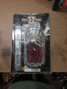 33-0941 Custom Chrome Nos Tombstone Tail Light 12v Red Lens With Plate