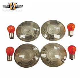 604317 Custom Chrome Smoked Turn Signal Lens Kits Fit For Harley Flhr/c Flht/c/u 86-09 Fltr 86-03