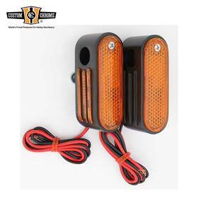 654331 Custom Chrome Black Marker Lights Amber Lenses Fit For Front Forks 5/16 Inch Mounting Holes