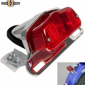 86205 Custom Chrome Rear Red Tail Light And License Mounting Bracket For Harley Fender