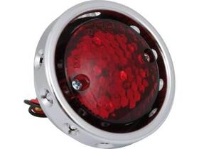 Cci66803 Custom Chrome Red Led Taillight Aluminum Drilled Housing Harley Bobber Chopper