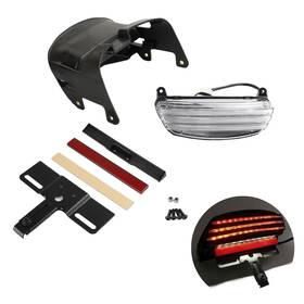 Tl-339-clear Darupsun Red Tri-bar Fender Led Tail Light Bracket For Softail Fxst Fxstc Fxstb C E