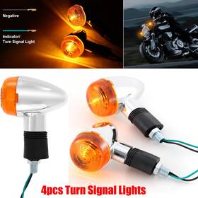 Do-00-541 Dotc 4x Front Rear Turn Signal Blinker Amber Indicator Lights Chrome For Yamaha Honda