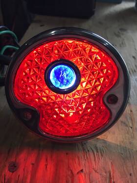 32d-0004 Duolamp Vintage Rear Blue Dot Tail Light - 1930s Style Hot Rod/motorcycle Used