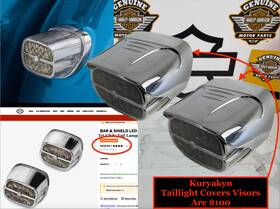 Harley-davidson 48427 48426 Oem Trike Tri Glide Tail Light Lamp With Kuryakyn Taillight Cover Visor