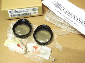 73343-09 Harley-davidson Oem Smoked Lens Visor Trim Rings Bulbs Kit 4 Bullet Turn Signal