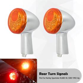 Hdbubalus 663274993241 Chrome Rear Turn Signals Led Light For Harley Sportster 883 Xl 1200 92-22 Bullet