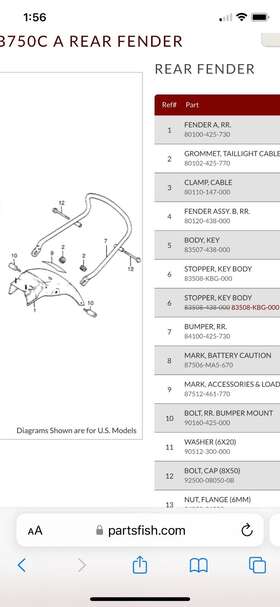 80120-443-000 Honda Original 1981 750 Custom Rear Fender Taillight Bracket And Turn Signals