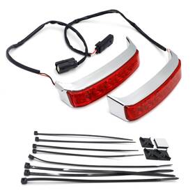 Usmt450-003-cd Httmt Red Led Chrome Saddlebag Brake Turn Light Lens For Flhr Flhtkse Flhrse Fltruse
