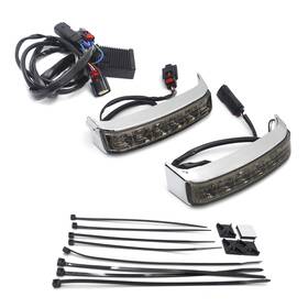 Usmt450-003-cd Httmt Sk Led Chrome Saddlebag Brake Turn Light Smoke Lens For Flhr Flhtkse Flhrse Fltruse