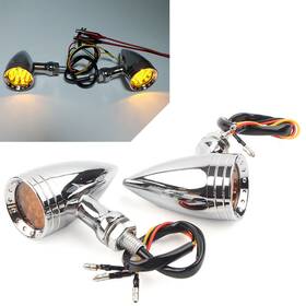 Hukyu 612048343782 1 Pair Chrome Motorcycle Led Brake Blinker Turn Signal Tail Light For Harley New