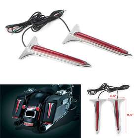 Hukyu 612063598174 Led Rear Saddlebag Accent Brake Tail Light Fit Harley 98-13 Road Glides Red Lens
