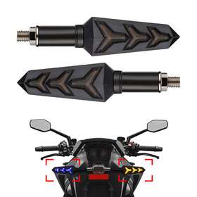 Hukyu 612063598785 Pair Sequential Motorcycle Led Turn Signal Amber Blinker Light Tail Brake Lamp