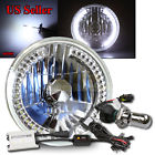 Knockoffparts005642 Kno White Led Rim Round Bixenon Crystal Headlight Bucket Diy
