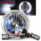 Knockoffparts006132 Kno White Led Rim Round Clear Crystal Headlight Bucket Diy