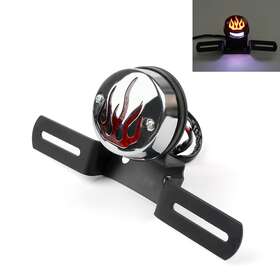 Tl-467-chrome Madhornets Flame Fire Rear Tail Light Brake For Chopper Cafe Racer Bobber Chrome Ey