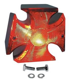 11232 Mid Usa Red Maltese Cross 12v Led Taillight With Clear License Plate Window