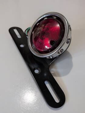 11261 Midusa Harley Bobber Tail Lamp With Brushed Chrome Bezel Vintage Style