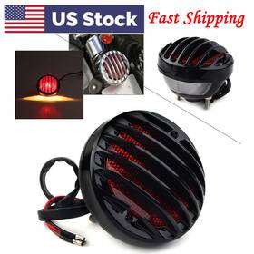 77us Motorshop 550717826160 Round Tail Light Rear Lamp Bulb Fit Harley Cruiser Cafe Racer Bobber Chopper Red