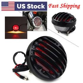 77us Motorshop 550727962896 Round Tail Light Rear Lamp Bulb Fit Harley Cruiser Cafe Racer Bobber Chopper Red