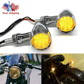 Dr-un007004-a Oumurs 2pcs Motorcycle Chrome 20 Leds Bullet Amber Turn Signal Light For Harley Softail