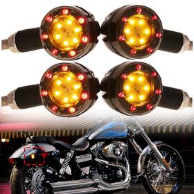 Mr-un00709-a Oumurs Motorcycle Led Bullet Red Brake Blinker Turn Signal Tail Light For Harley Cafe