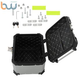 Bw864024th Tinvhy Silver Motorcycle Top Case Tail Box Sturdy Luggage Storage Rear Tour 45l