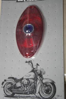 410300 Tucker Rocky Motorcycle Custom Bobber Harley 1947-54 Tomstone Taillight Lens Only With Blue Dot