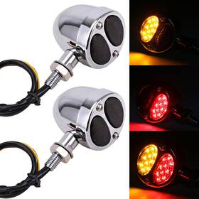Dr-2172hl027o2-a Twom Chrome Amber Motorcycle Led Turn Signal Brake Blinker Lights For Harley Touring