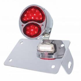 20320 United Pacific License / Tail Light Assembly Chrome Horizontal Mount