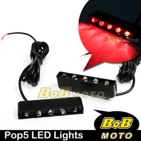 Bo-ttl205bkrdx2200200001k Universal Pop5 Ttl Red Led 12v Tail Brake Lights For Kawasaki Motorcycles Bikes