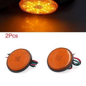 Uxcell 605322888727 2pcs Orange Led Round Motorcycle Scooter Reflector Tail Brake Turn Signal Light