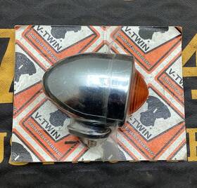 33-0400 V-twin Manufacturing Vintage Nos Amber Bullet Light Chrome Casing Universal / Custom