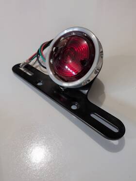 33-1347 Vtwin Harley Bobber Tail Lamp With Brushed Aluminum Bezel Vintage Style