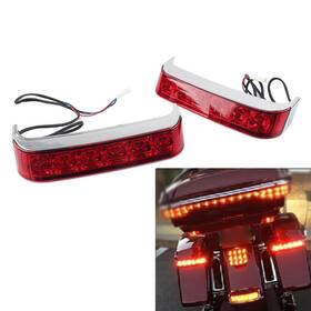 Vvipartsusa 420012870888 Led Saddlebag Run/brake/turn Tail Light Housing Red Len Chrome For Harley 09-13